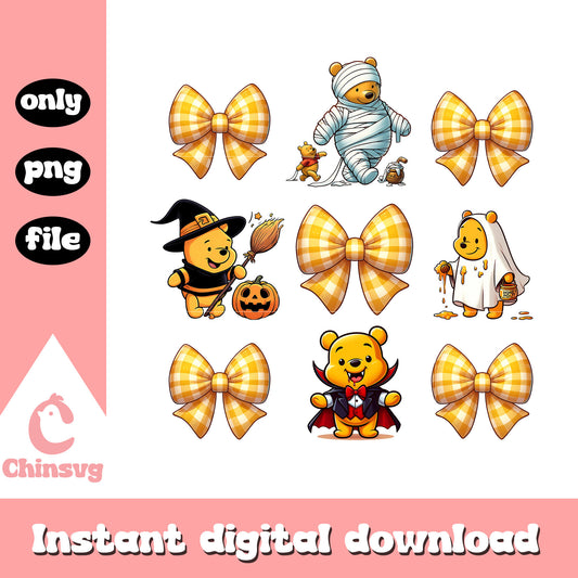 Bow winne the pooh halloween design png, winnie the pooh png
