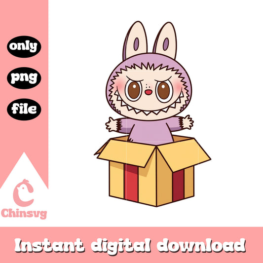 Box gift labubu clothes design png, labubu toy png