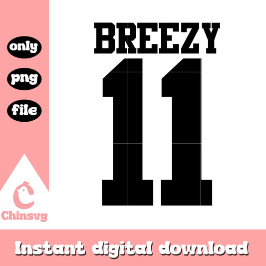Breezy 11 logo black white design png, chris brown 1111​ png