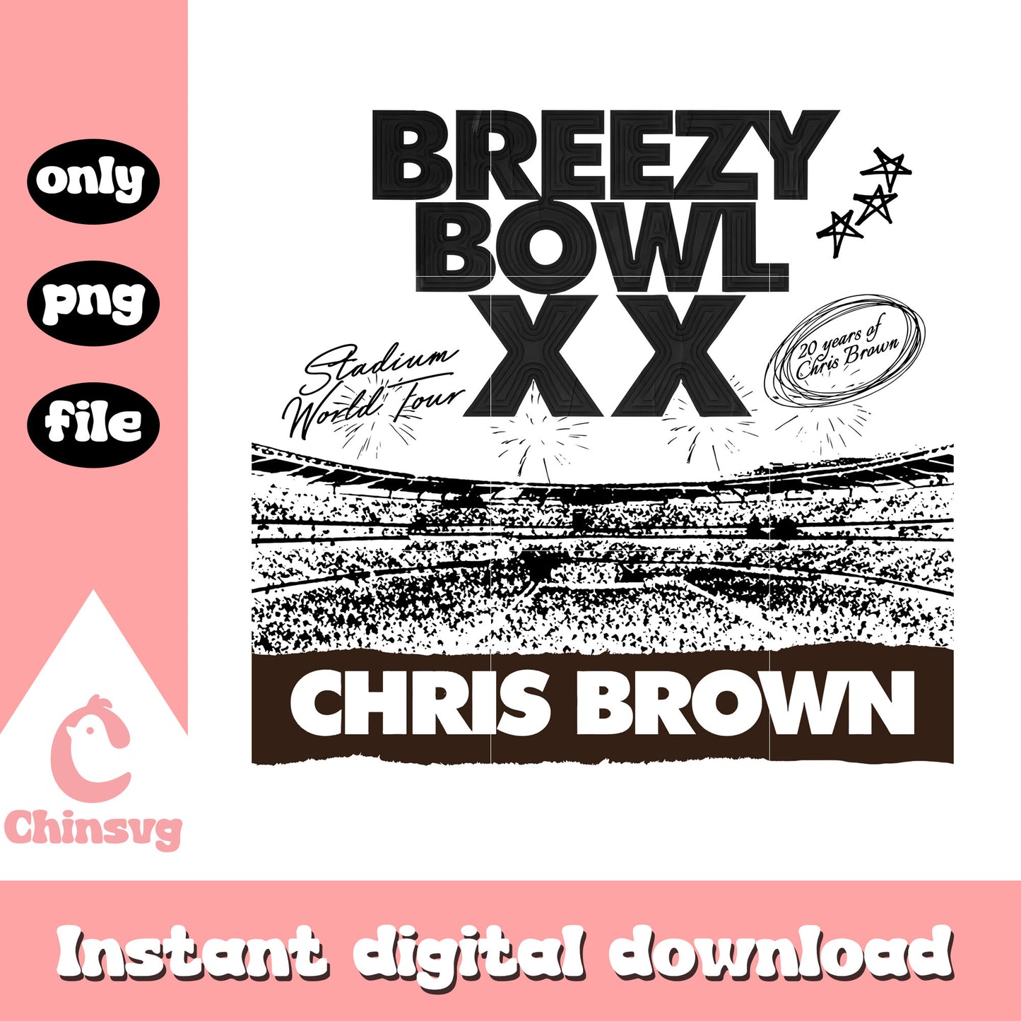 Breezy bowl xx chris brown black white png, chris brown tour​ png