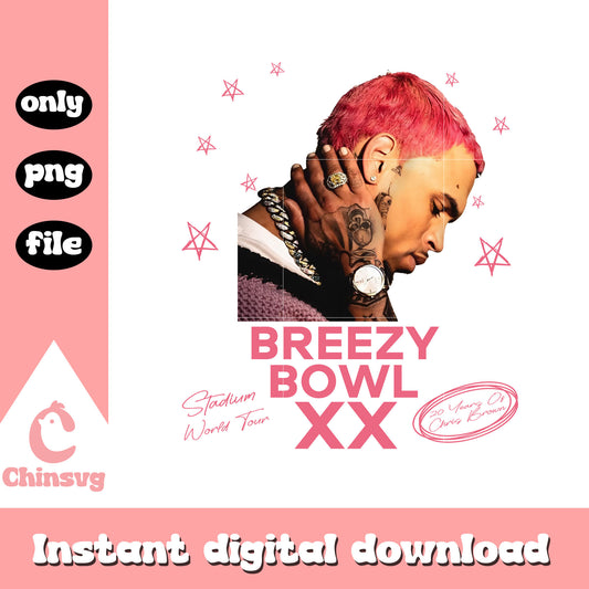 Breezy bowl xx chris brown pink design png, chris brown tour png