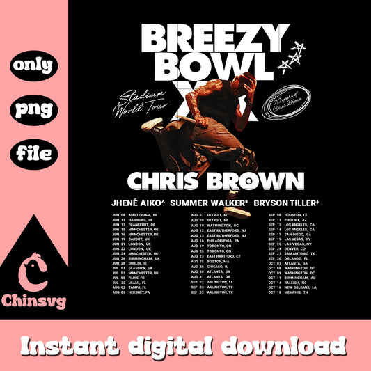 Breezy bowl xx chris brown white png, chris brown tour png