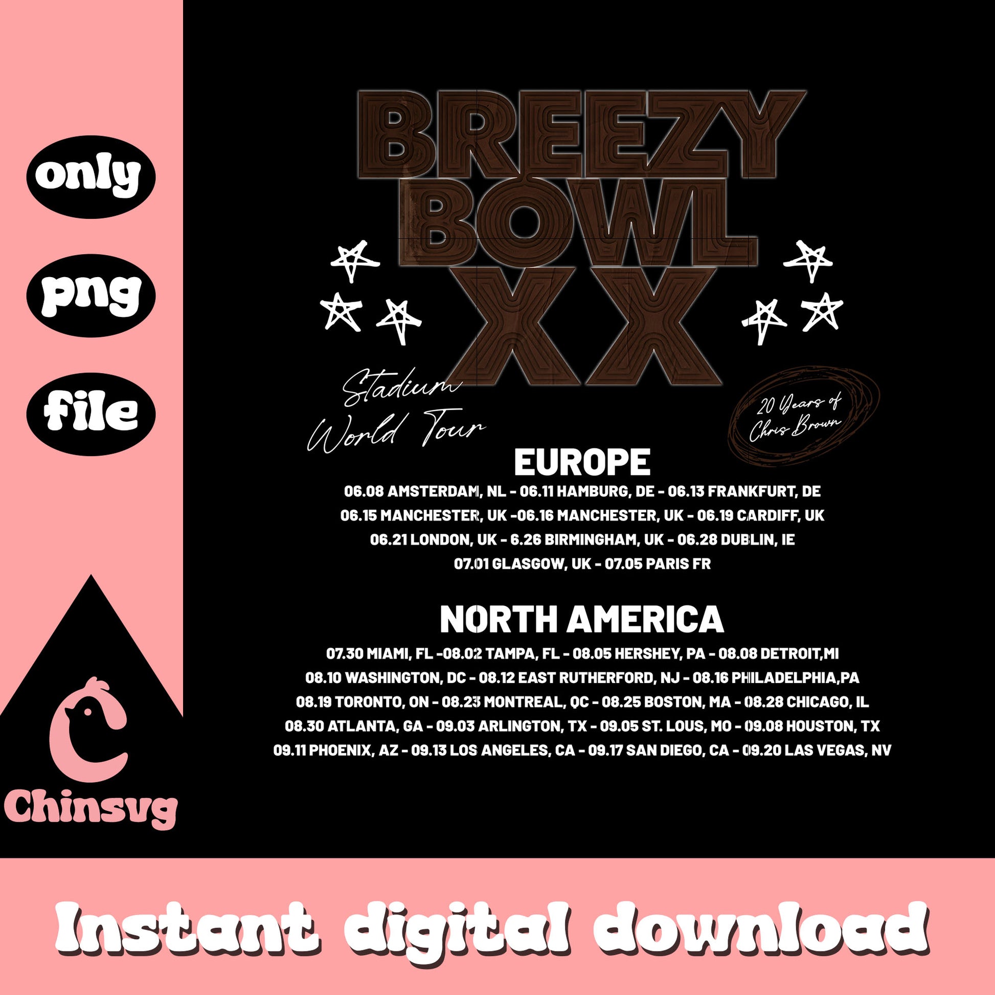 Breezy bowl xx quote white design png, chris brown tour​ png