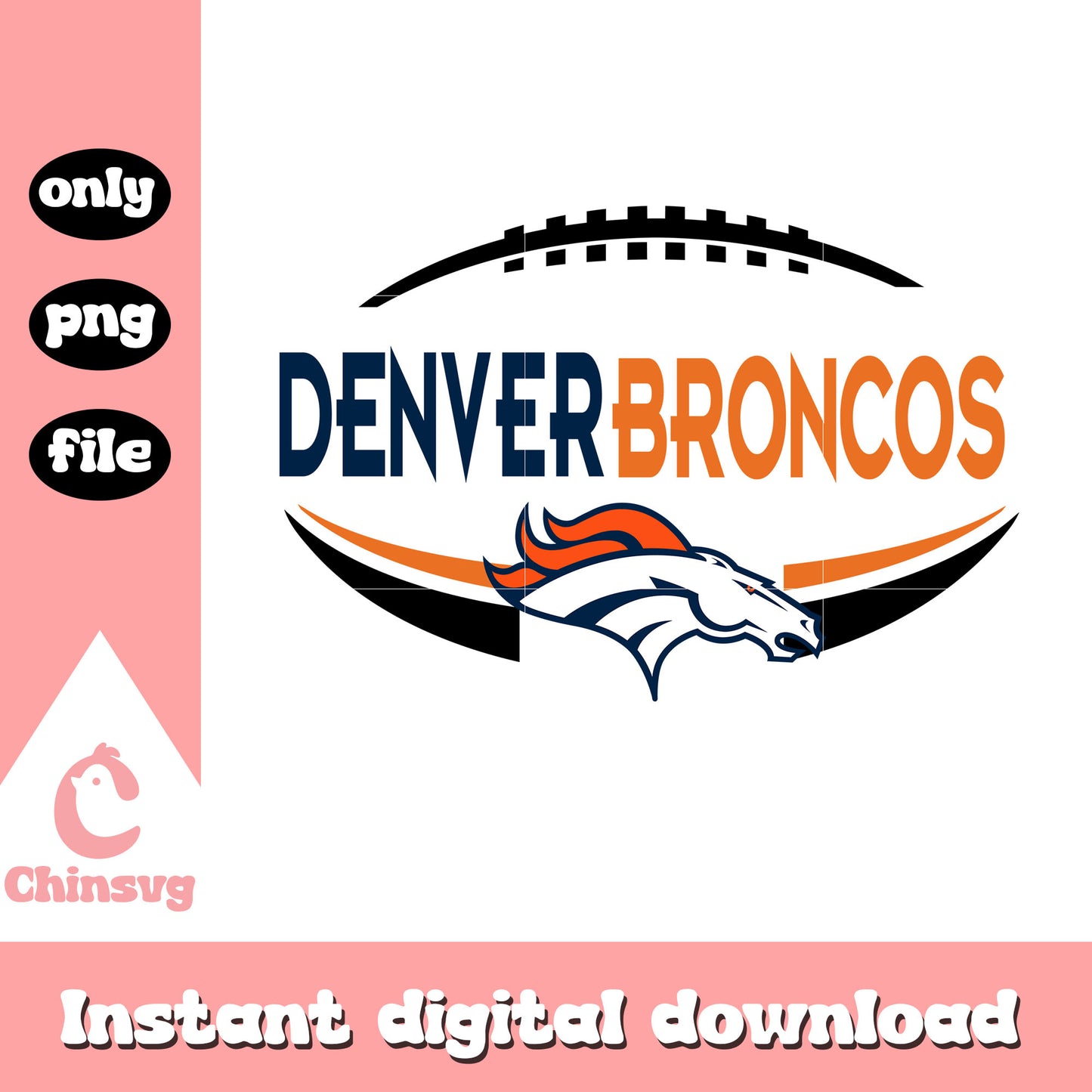 Broncos american football nfl sport svg, retro denver broncos logo svg