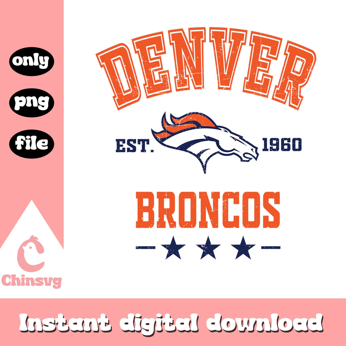 Broncos custom logo star png, denver broncos football​​​​​​​​ png