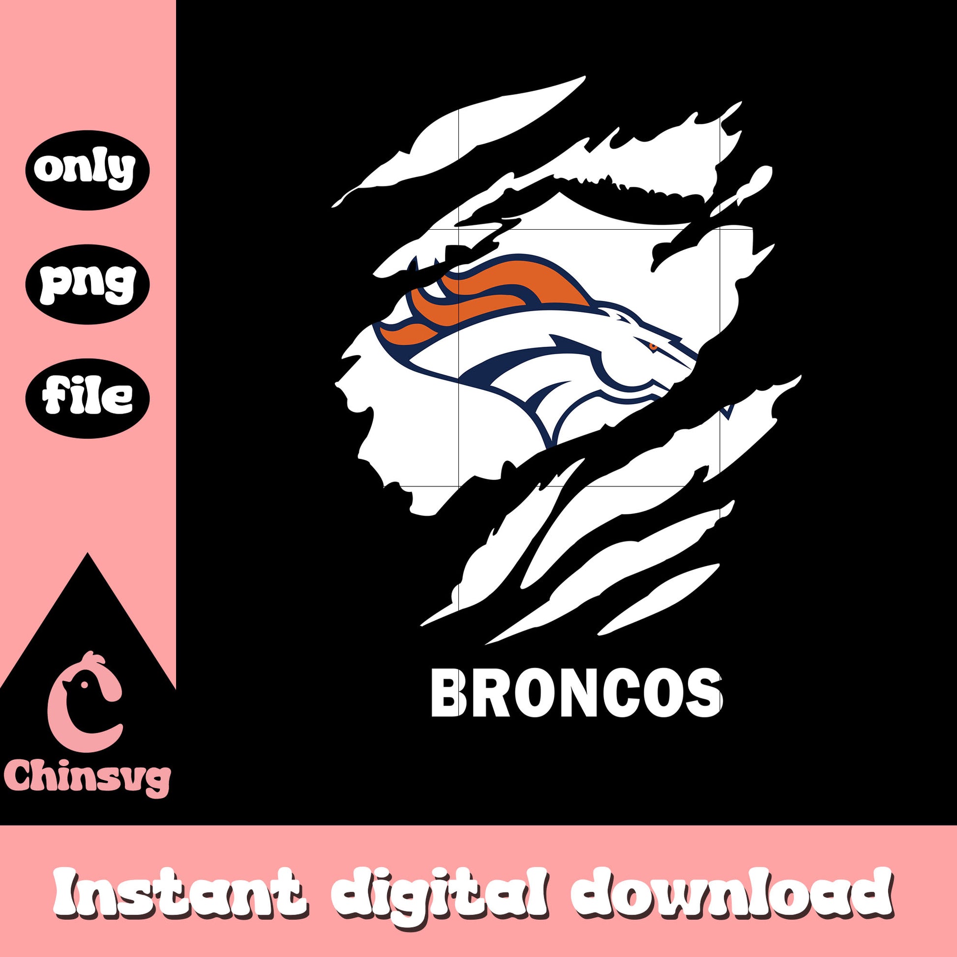 Broncos logo white paint png, nfl denver broncos​ png