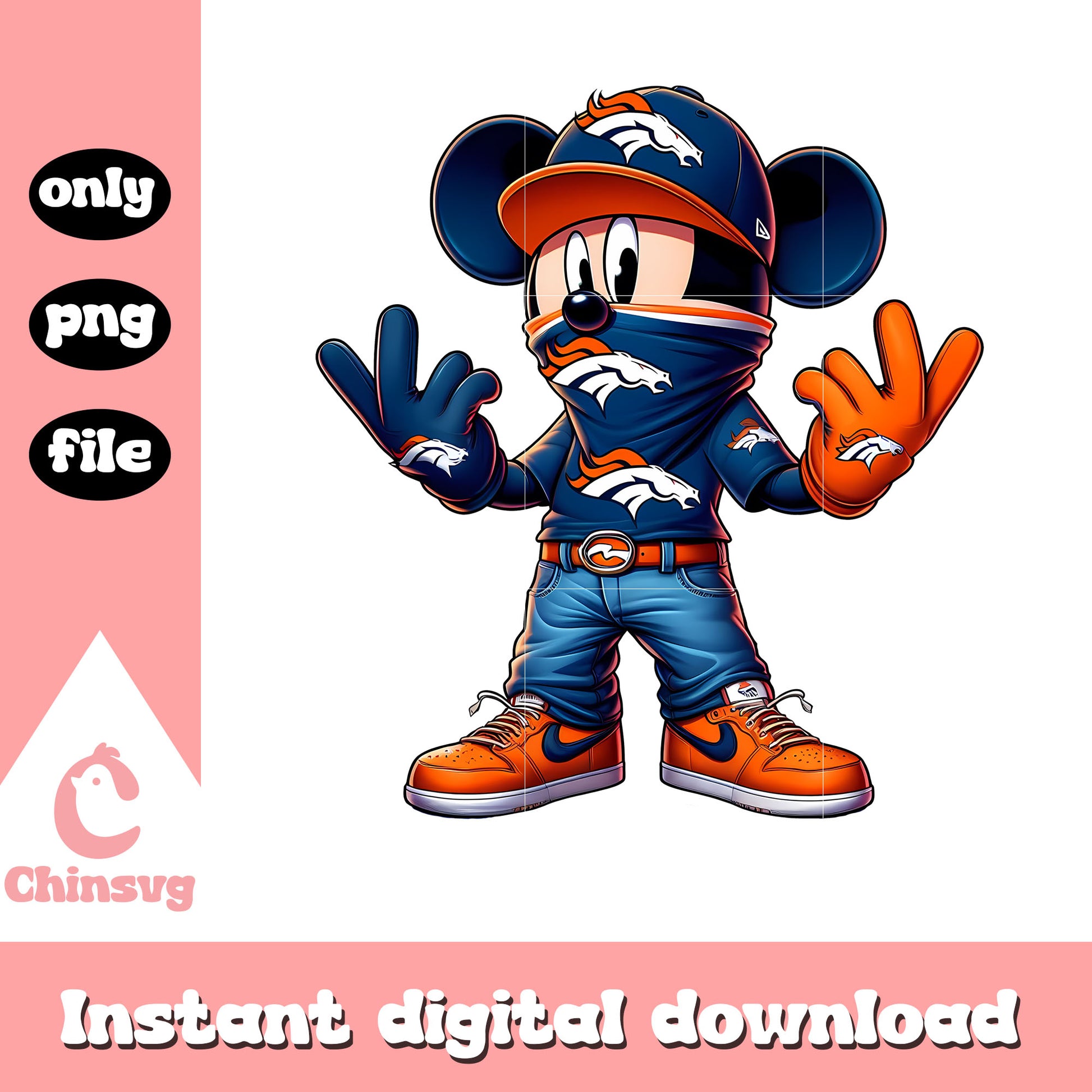 Broncos mickey design logo png, nfl denver broncos​ png