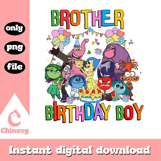 Brother inside out birthday boy design png, inside out 2 birthday​ png