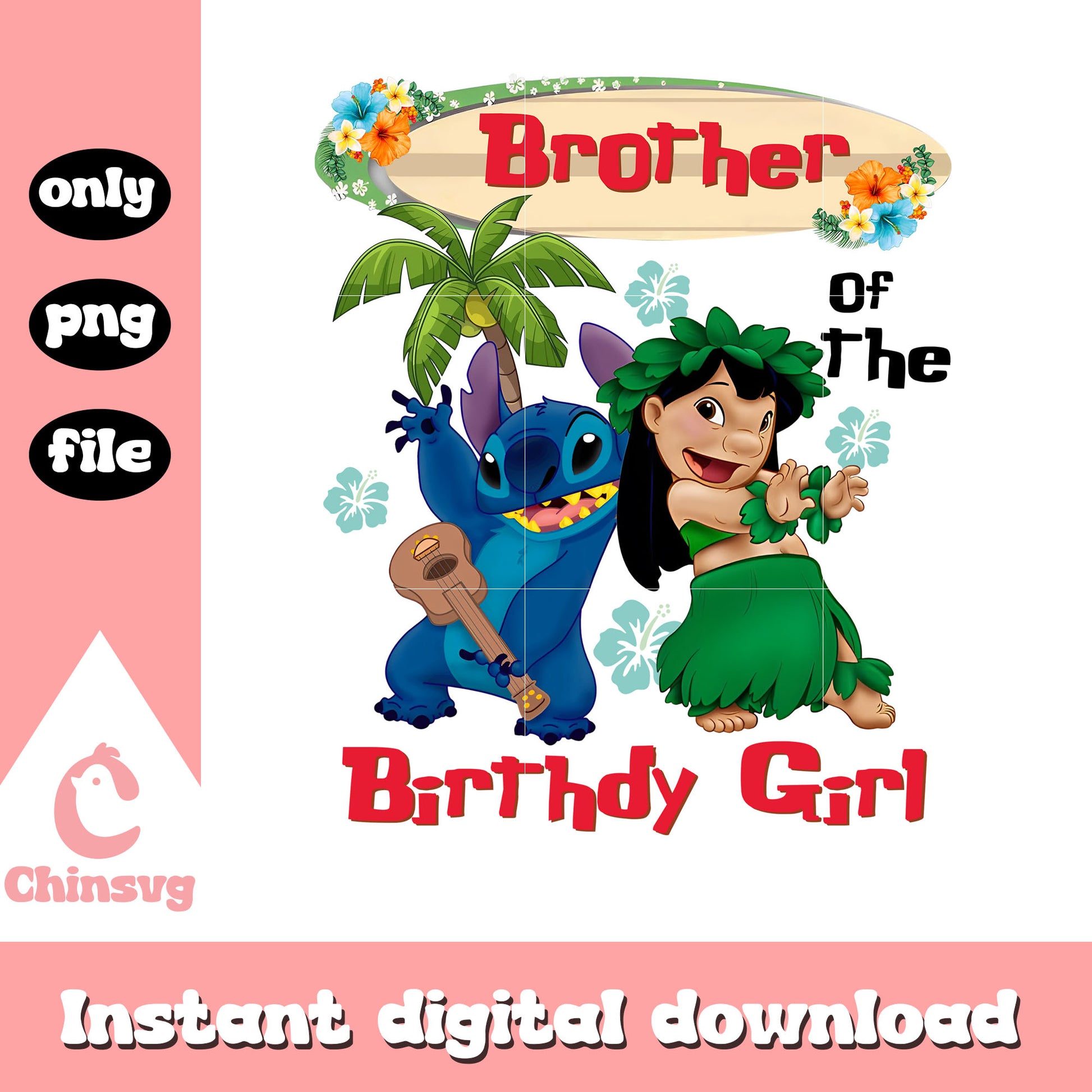 Brother of the birthday girl stitch lilo png, summer disney​ png