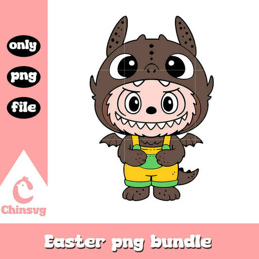 Brown baby dragon labubu cute doll png, labubu brown color png