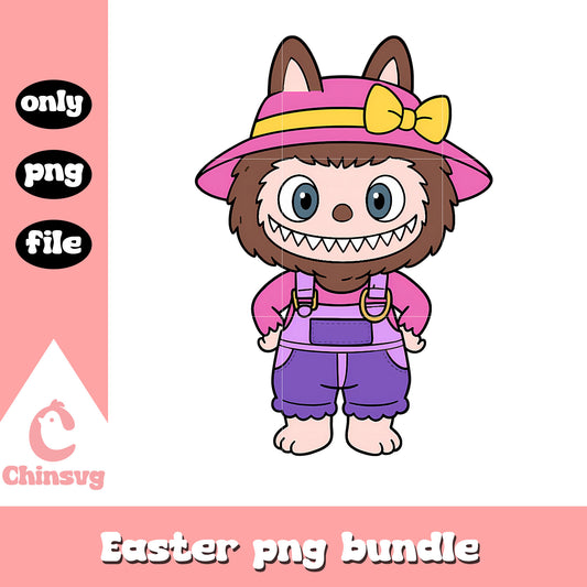 Brown farmer labubu cute doll png, labubu blind box png