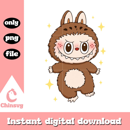 Brown labubu cute doll design png, labubu toy png, labubu brown png
