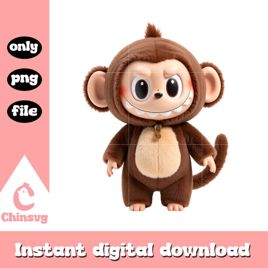 Brown labubu cute doll png, labubu drawing png, labubu art png