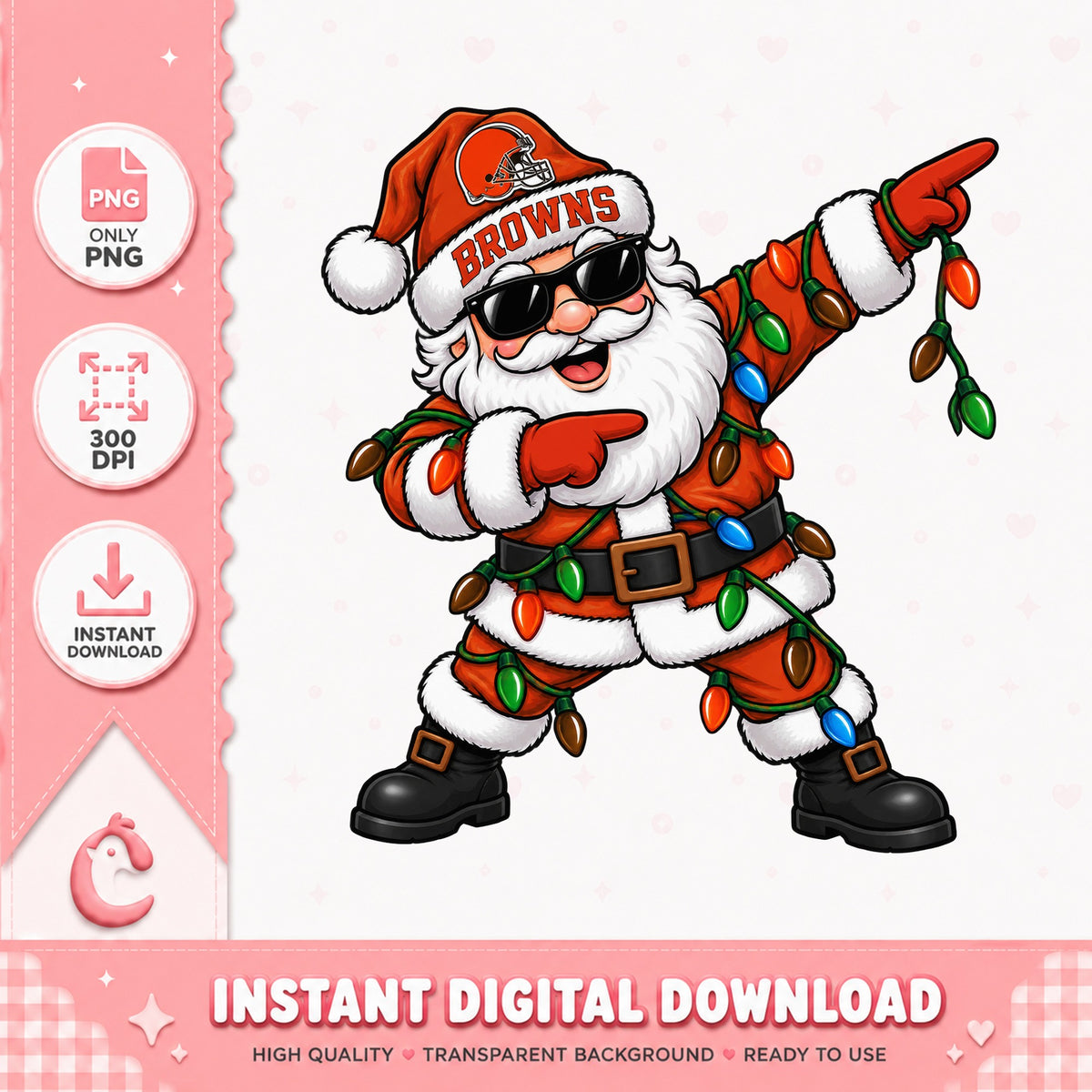 Browns Santa Claus Dabbing PNG, Christmas Football Fan, PNG
