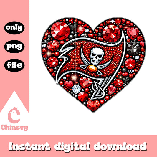 Buccaneers diamon heart red png, nfl tampa bay buccaneers​ png