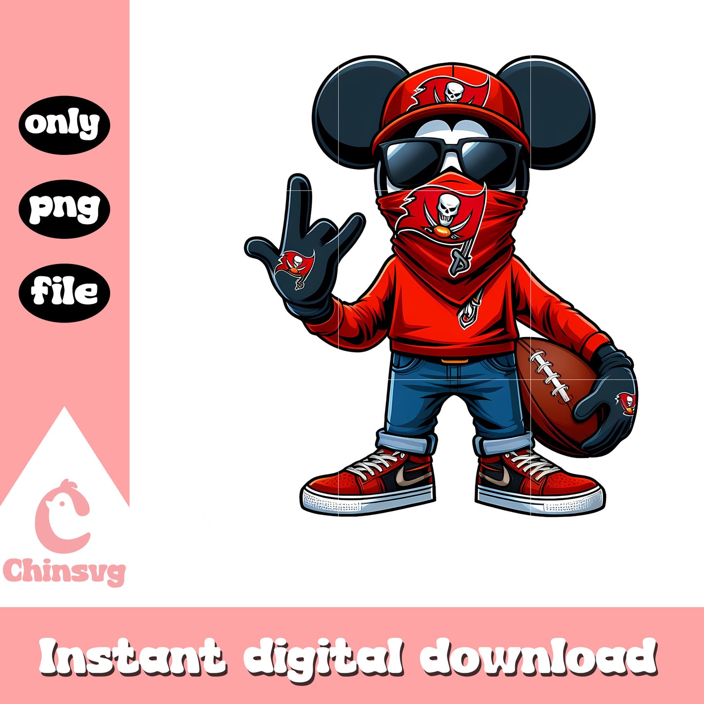 Buccaneers red mickey design png, nfl tampa bay buccaneers​ png