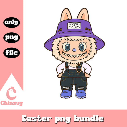 Bucket hat labubu cute doll drawing design png, labubu art png