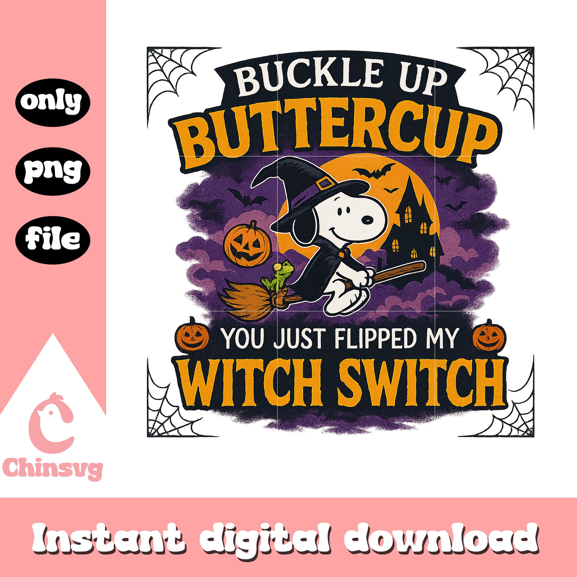 Buckle up buttercup snoopy witch png, snoopy halloween png