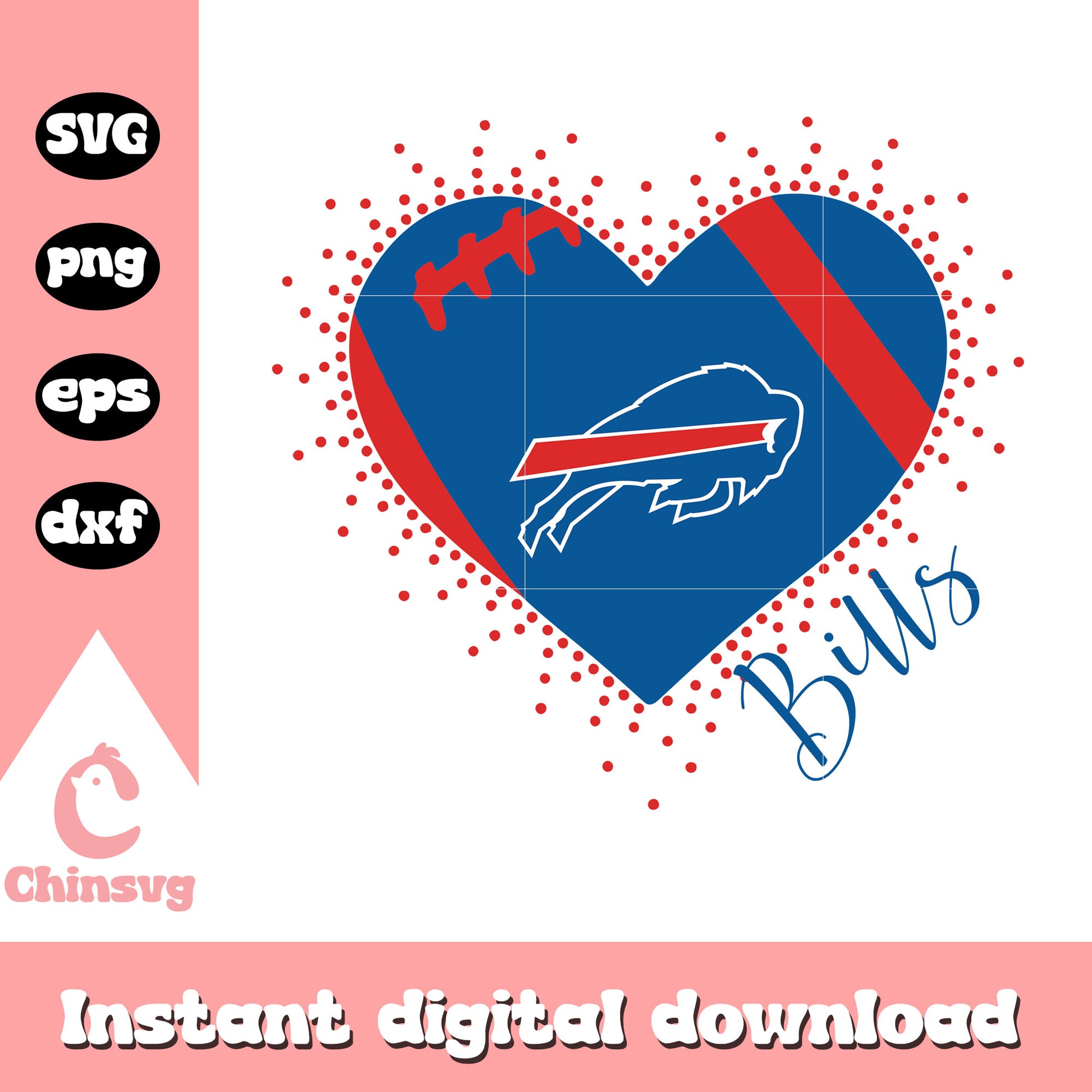 Buffafo bills american football heart svg, buffalo bills logo svg