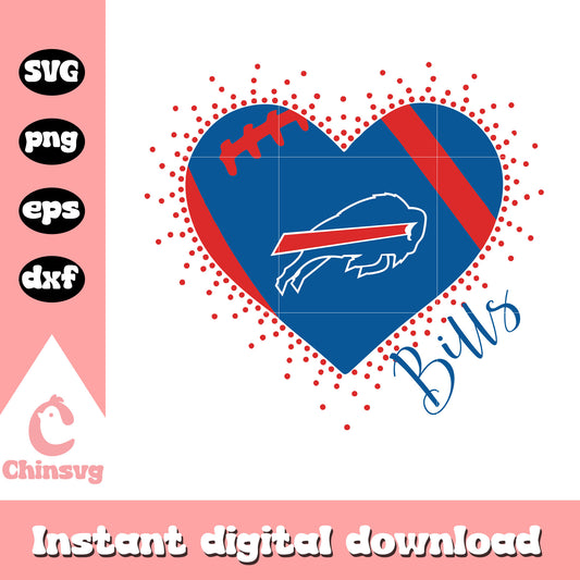 Buffafo bills american football heart svg, buffalo bills logo svg