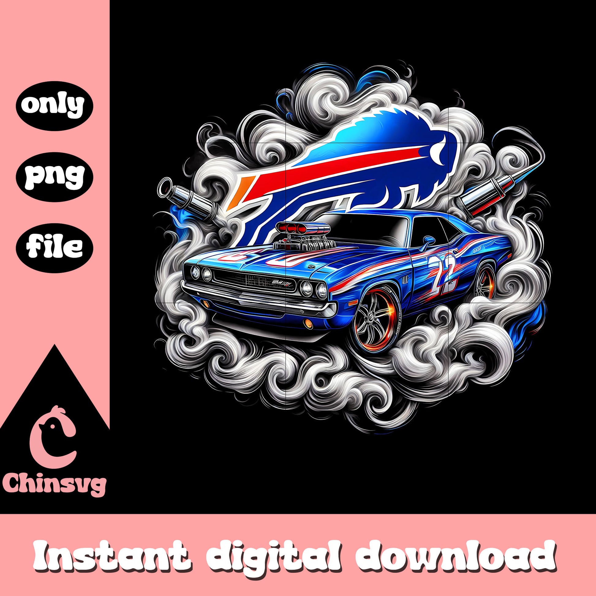 Buffalo Bills smoke car design png, nfl Buffalo Bills png