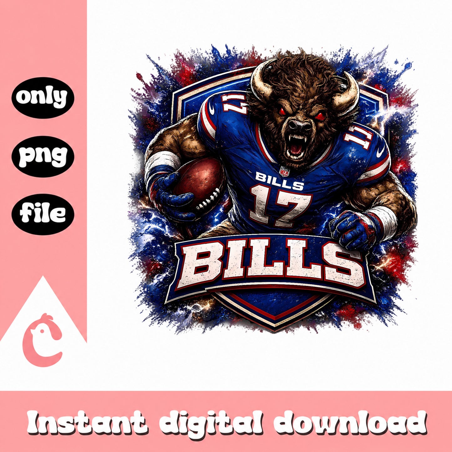 Buffalo Bills PNG, NFL Football Mascot Sublimation, Bills PNG