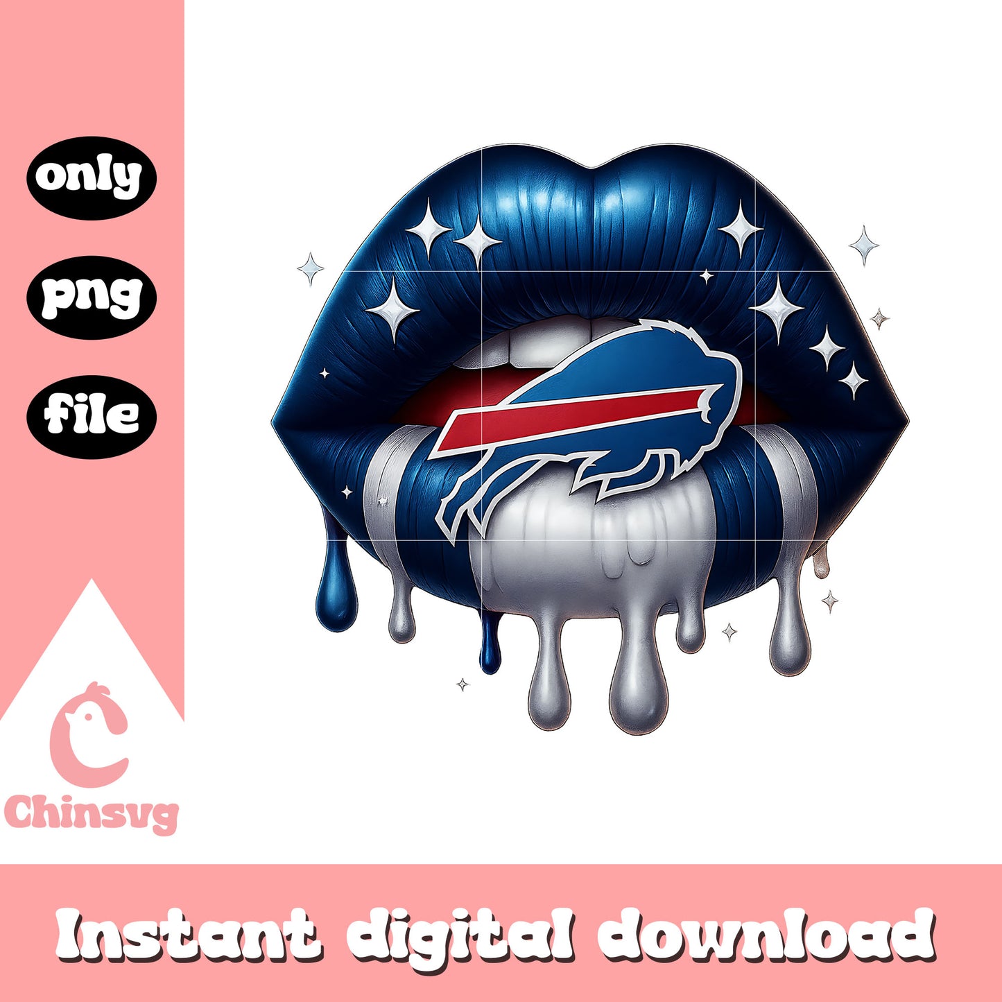 Buffalo bills dripping lips png, buffalo bills logo png​ png