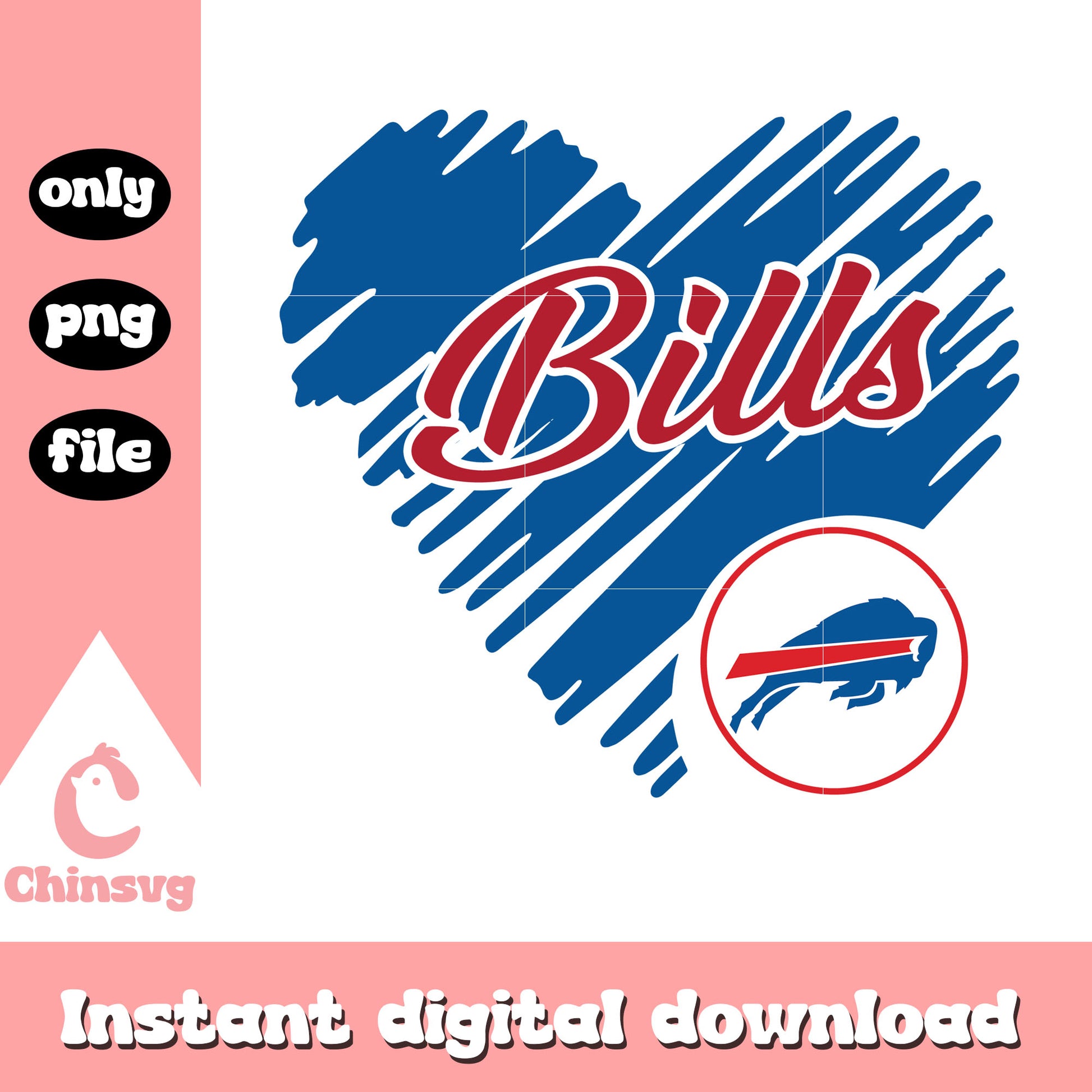 Buffalo bills heart shaped football logo svg, buffalo bills sticker svg