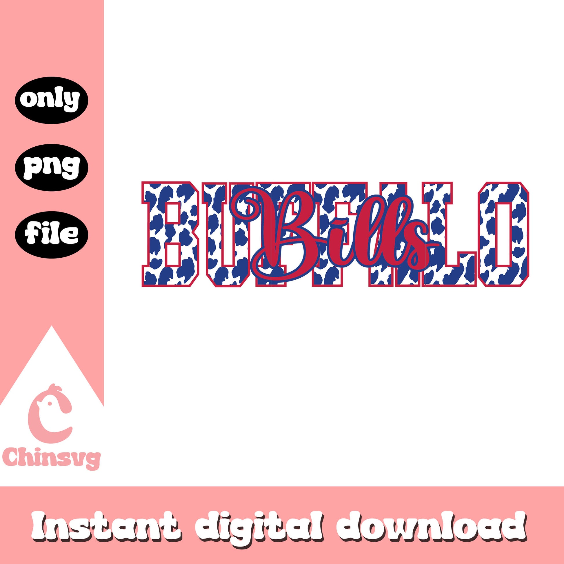 Buffalo bills leopard pattern design svg, nfl baseball svg
