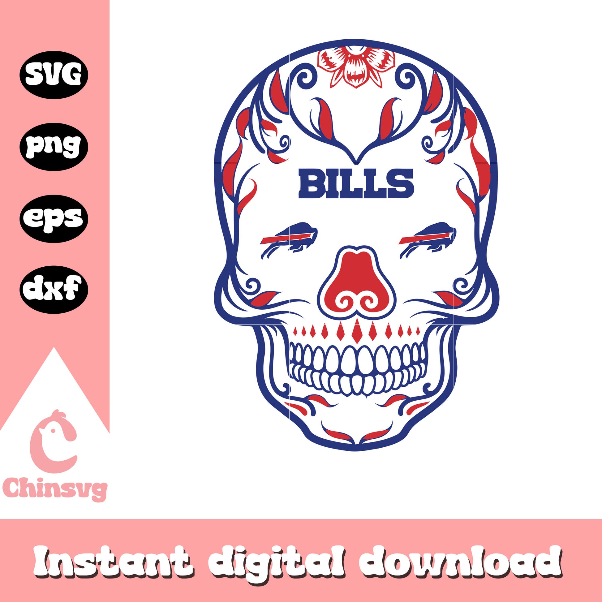 Buffalo bills nfl team skull logo svg, buffalo bills old logo svg