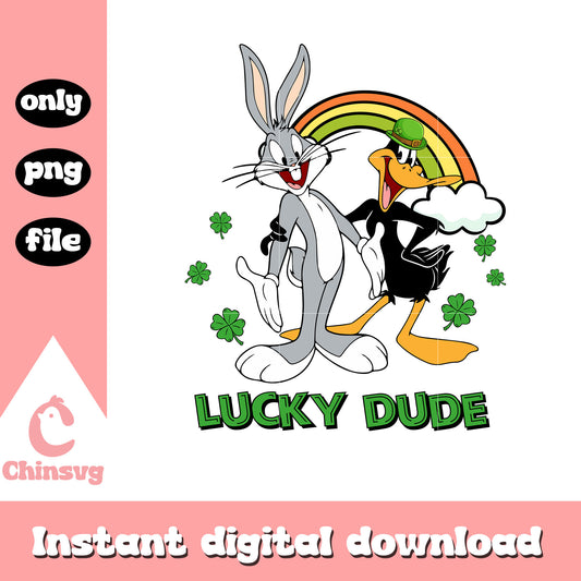 Bugs and Daffy duck lucky dude png, happy saint patricks day png