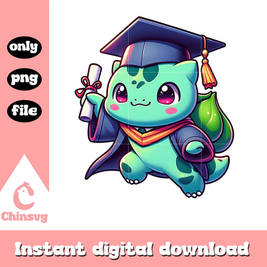 Bulbasaur chibi graduation design png, pokemon graduation png