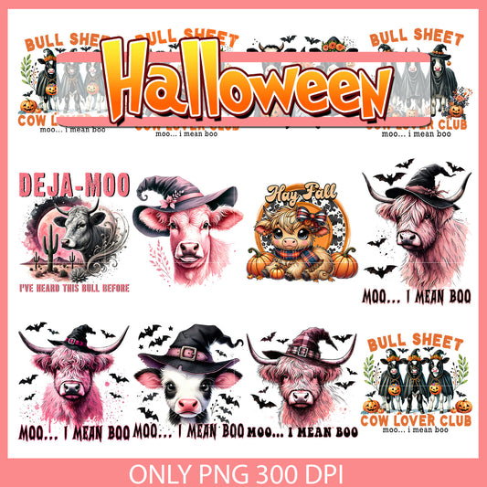 Bull sheet cow lover club bundle png, halloween cows​ png