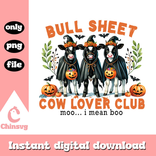 Bull sheet cow lover club halloween design png, halloween drawings png