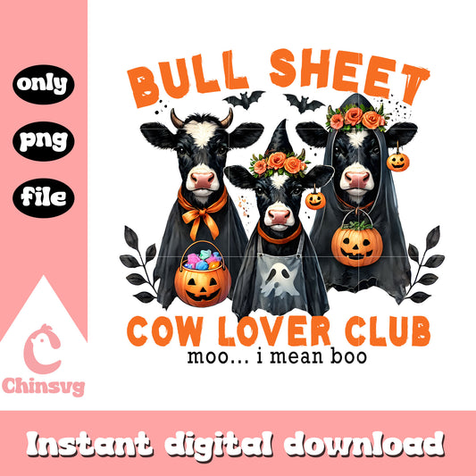 Bull sheet cow lover club halloween png, halloween art png