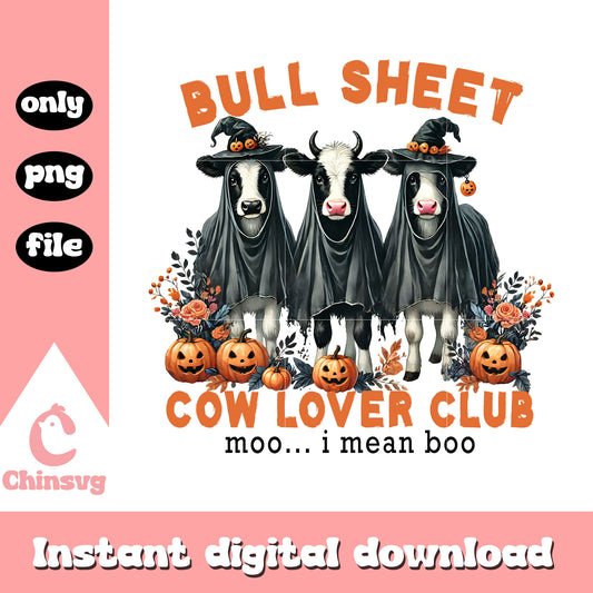 Bull sheet cow lover club pumpkin png, pumpkin halloween png