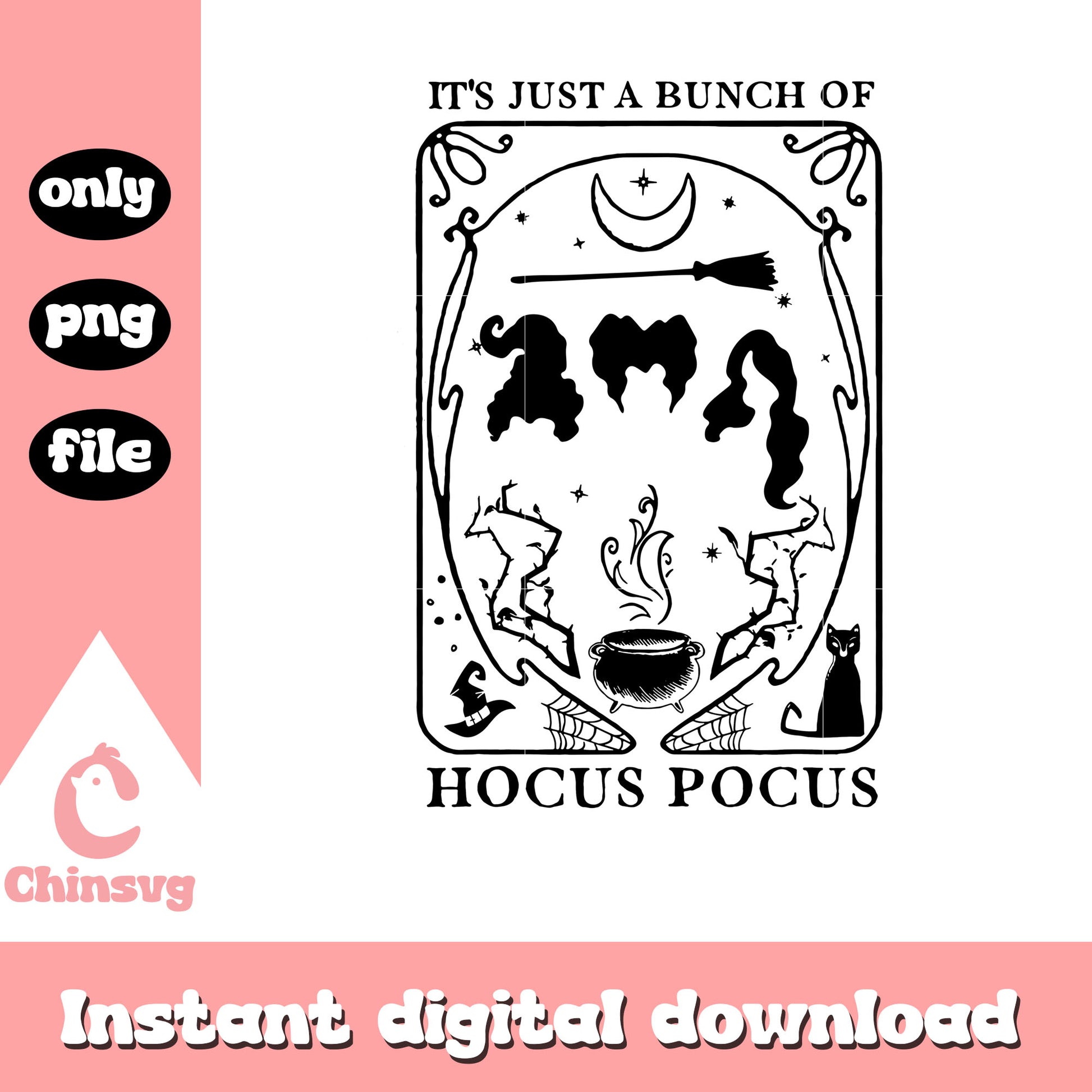 Bunch of hocus pocus black white card art png, hocus pocus clipart png