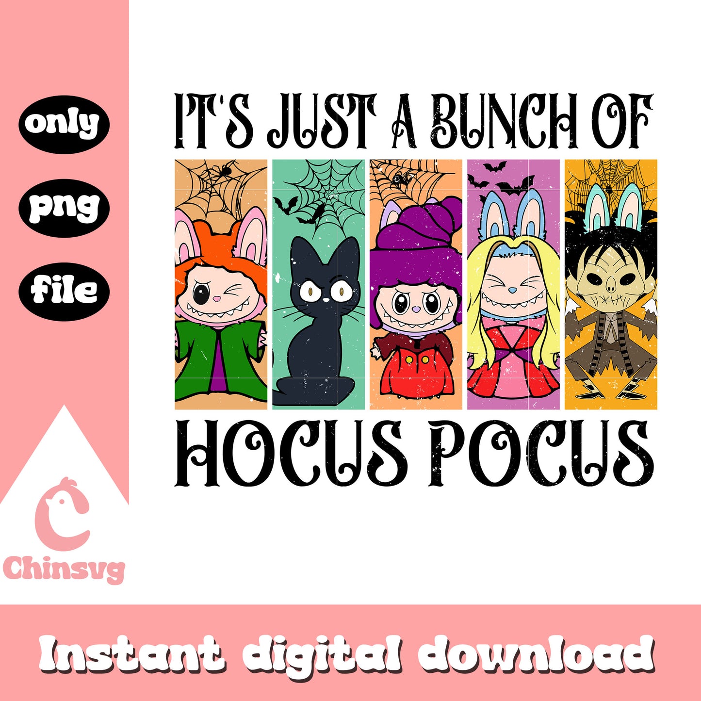 Bunch of hocus pocus characters labubu png, hocus pocus art png