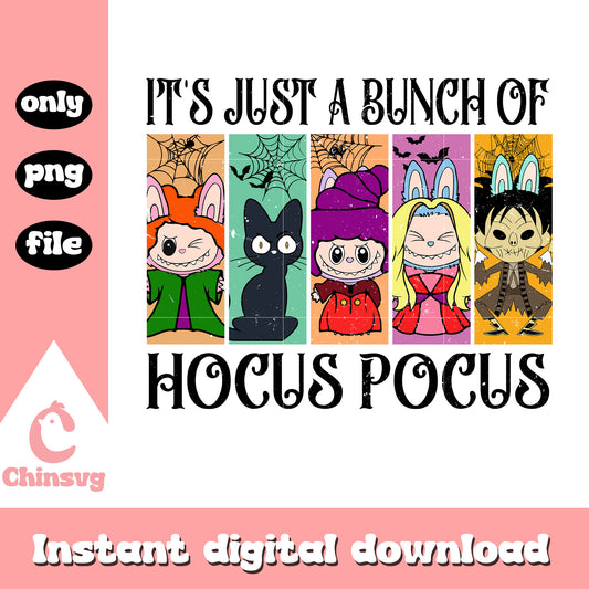 Bunch of hocus pocus characters labubu png, hocus pocus art png