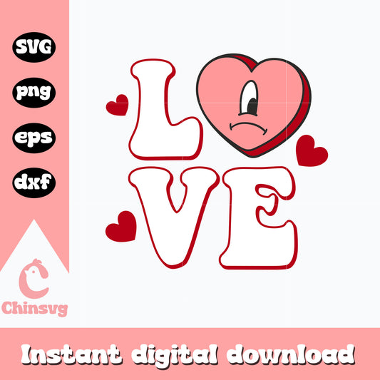 Bunny Heart Love svg, Bad Bunny Valentine svg, valentine svg