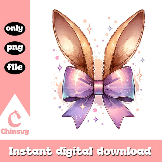 Bunny ears with pink bow design png, bunny ears clipart​, pink bows​ png
