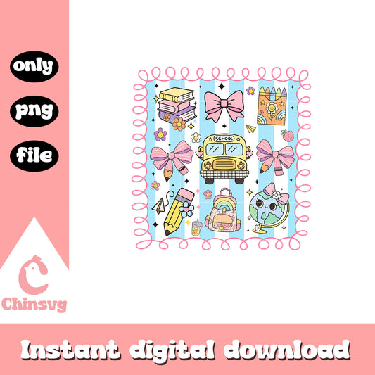 Bus coquette back to school design png, back to school png