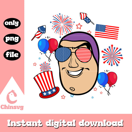 Buzz Lightyear face Toy Story 4th Of July png, buzz lightyear png