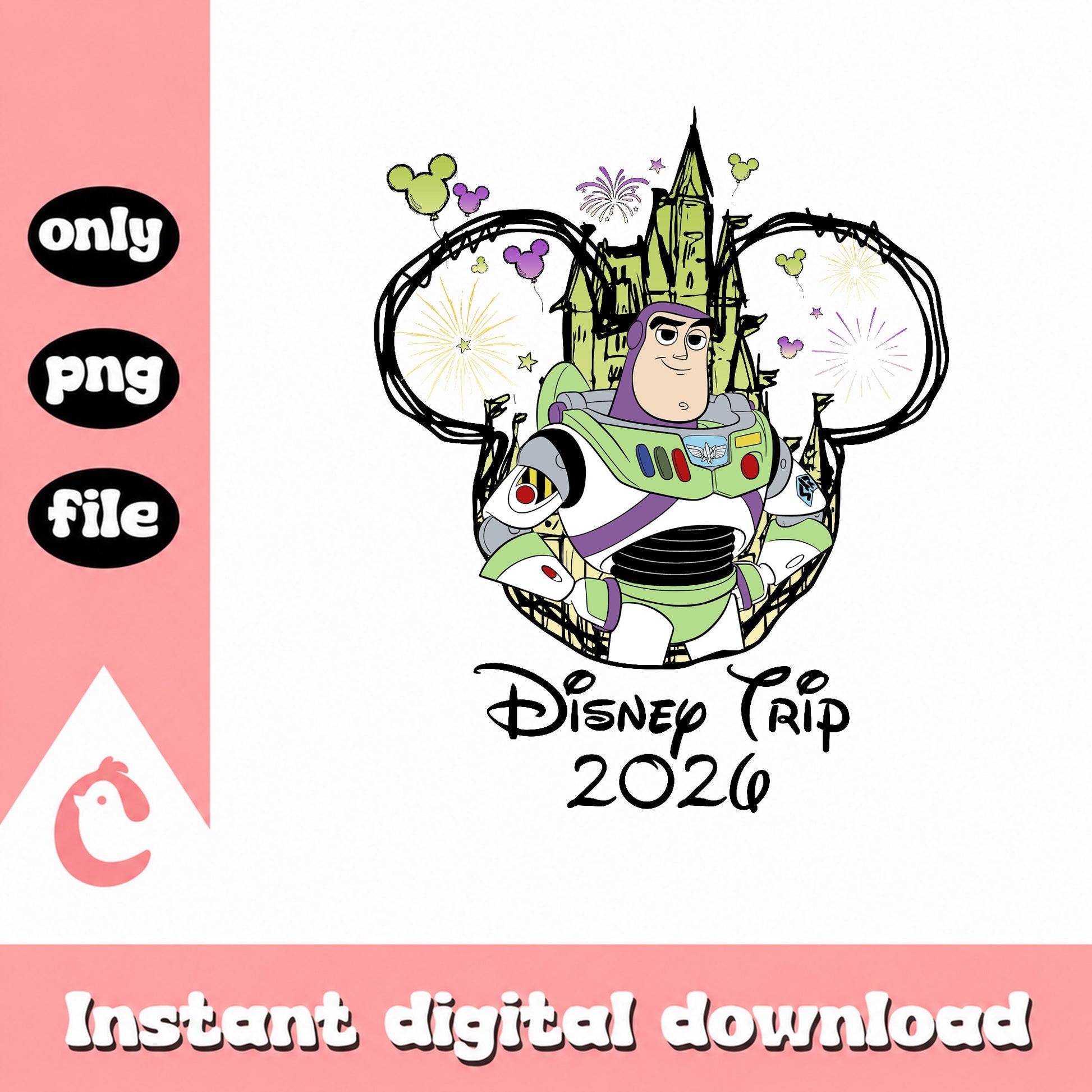 Buzz Lightyear Disney Trip 2026 PNG, Toy Story Disney PNG, Mickey Ears PNG