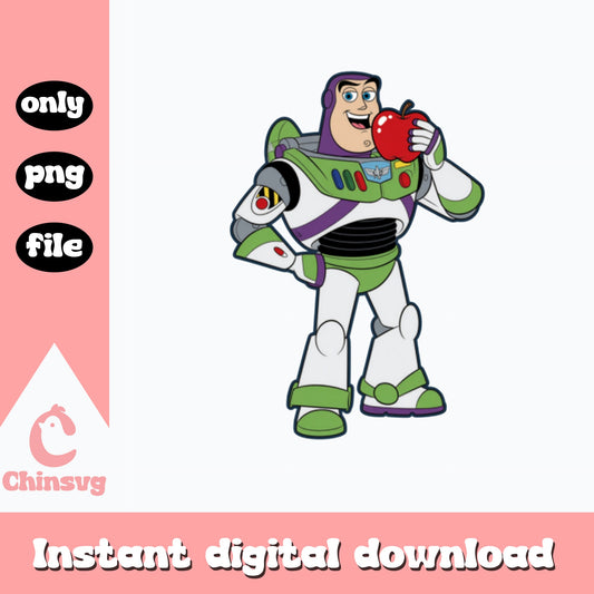 Buzz Lightyear With Apple PNG, Toy Story PNG, Disney PNG