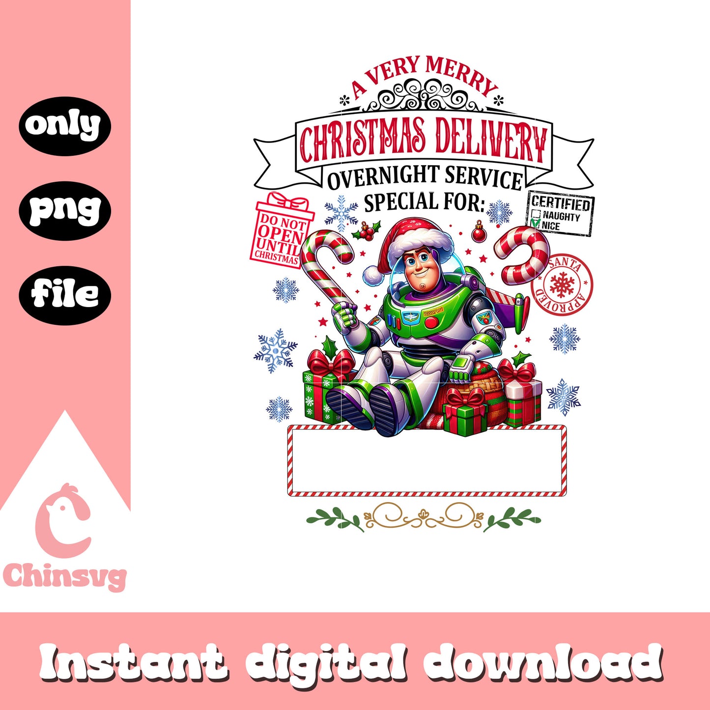 Buzz lightyear merry christmas delivery png, toy story png