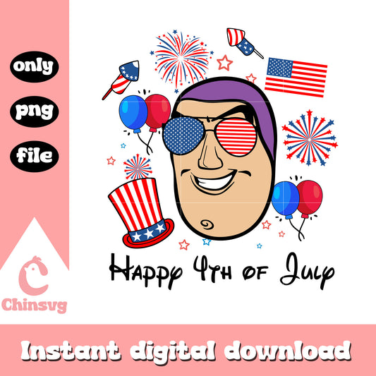 Buzz lightyear smiling happy 4th of july png, buzz lightyear face png