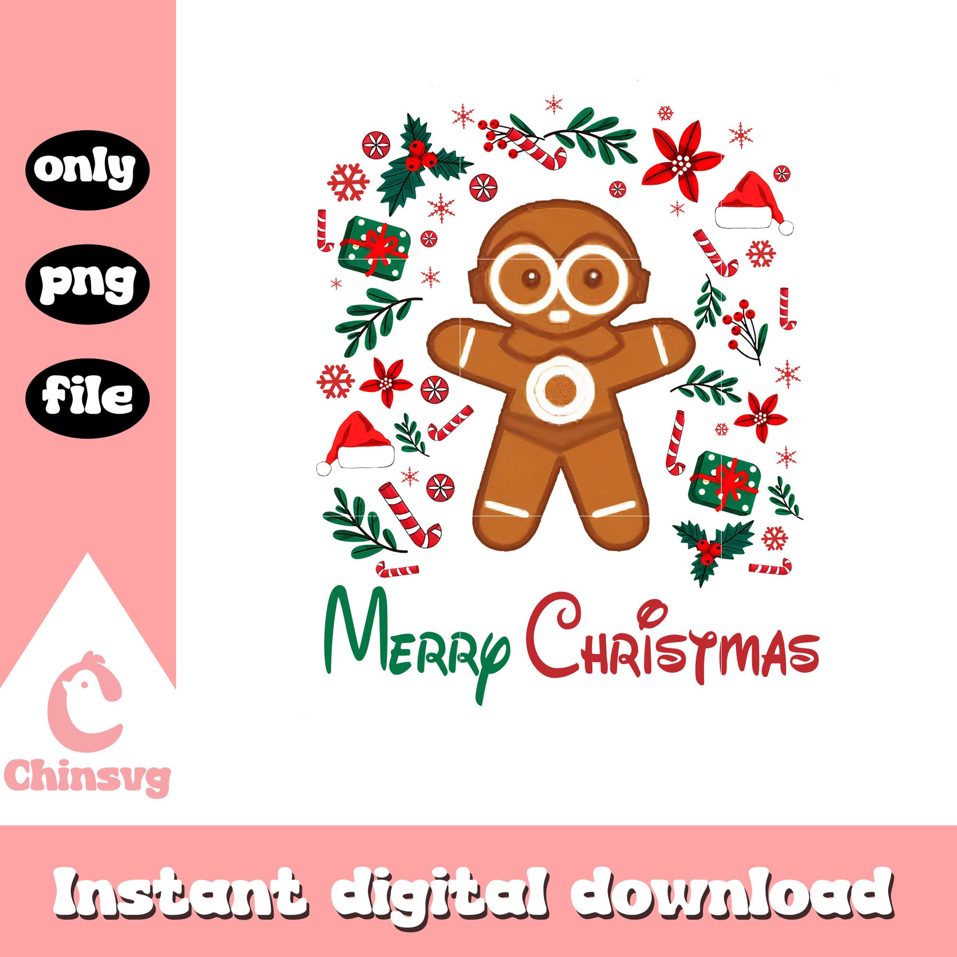 C-3po gingerbread merry christmas png, c-3po star wars png