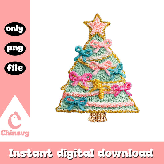 CHristmas tree yarn crochet png, christmas tree farm png