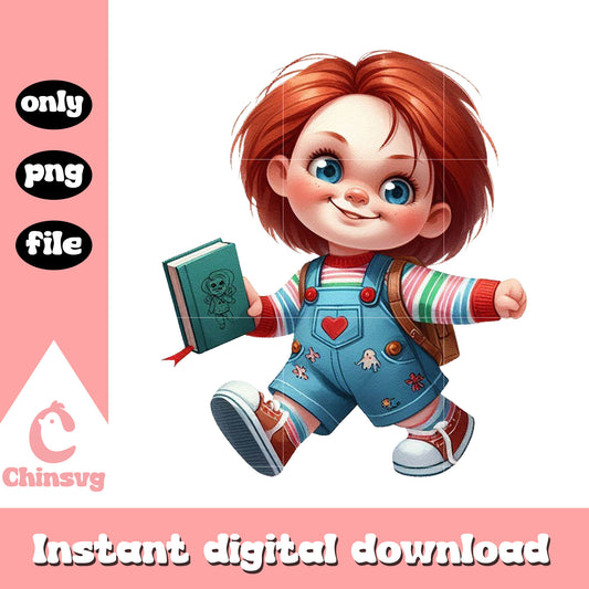 CHucky student back to school png, magic school ai png